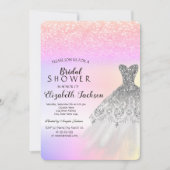 Invitation Parties scintillant en argent Bokeh robe Ombre Fêt (Devant)