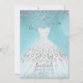 Invitation Parties scintillant en argent de Quinceanera, do-i (Devant)