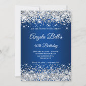 Invitation Parties scintillant en argent Deep Blue Ombre Fanc (Devant)