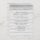 Invitation Parties scintillant en argent en bois blanc rustiq (Devant / Derrière)