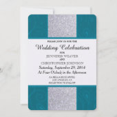 Invitation Parties scintillant en argent et Aqua Turquoise av (Devant)
