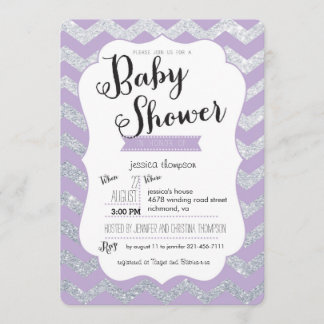 Invitation Parties scintillant en argent et Baby shower pour