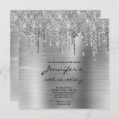 Invitation Parties scintillant en argent et Foil 60e annivers (Devant / Derrière)