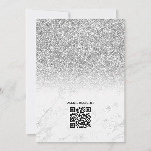 Invitation Parties scintillant en argent glam QR Code Fête de (Dos)