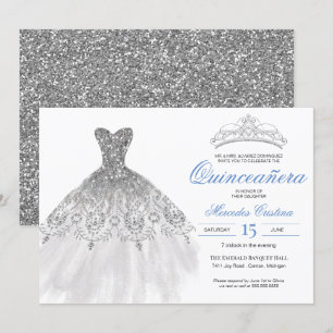 Invitation Parties scintillant en argent Gown Elegant Quincea