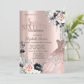 Invitation Parties scintillant en argent, habiller Roses doux (Debout devant)