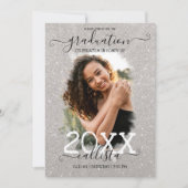 Invitation Parties scintillant en argent Halo photo Collage G (Devant)