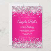 Invitation Parties scintillant en argent Hot rose Ombre Fancy (Devant)