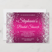 Invitation Parties scintillant en argent Hot rose Ombre Fancy (Devant)