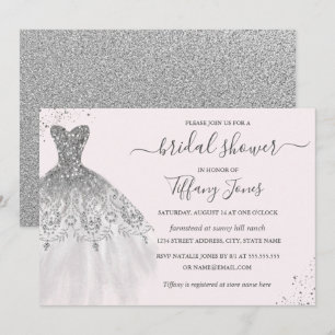 Invitation Parties scintillant en argent Mariage robe Fête de