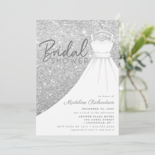 Invitation Parties scintillant en argent Mariage robe Fête de (Debout devant)