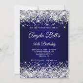 Invitation Parties scintillant en argent Marine bleu Ombre fa (Devant)