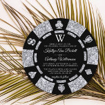 Invitation Parties scintillant en argent Monogram Poker Chip<br><div class="desc">Célébrez dans le style avec ces invitations de mariage à thème casino tendance. Le design est facile à personnaliser avec votre propre libellé et votre famille et vos amis seront enchantés quand ils reçoivent ces fabuleuses invitations de mariage.</div>