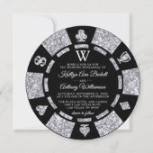 Invitation Parties scintillant en argent Monogram Poker Chip  (Devant)
