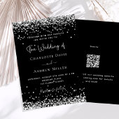 Invitation Parties scintillant en argent noir moderne QR RSVP