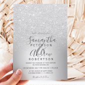 Invitation Parties scintillant en argent ombre mariage en feu