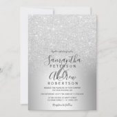 Invitation Parties scintillant en argent ombre mariage en feu (Devant)