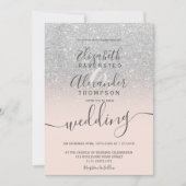 Invitation Parties scintillant en argent ombre rose brillant  (Devant)