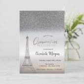 Invitation Parties scintillant en argent Ombre, Tour Eiffel Q (Debout devant)