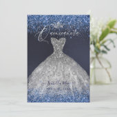 Invitation Parties scintillant en argent Quinceanera (Debout devant)