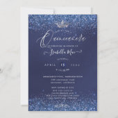 Invitation Parties scintillant en argent Quinceanera (Dos)