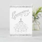 Invitation Parties scintillant en argent Quinceañera 15 Invit (Debout devant)