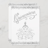 Invitation Parties scintillant en argent Quinceañera 15 Invit (Devant / Derrière)
