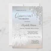 Invitation Parties scintillant en argent, Robe blanche Quince (Devant)