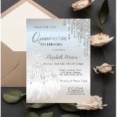 Invitation Parties scintillant en argent, Robe blanche Quince