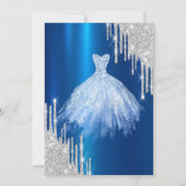 Invitation Parties scintillant en argent, Robe bleu métalliqu (Dos)