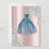 Invitation Parties scintillant en argent, robe bleue 21e anni (Dos)