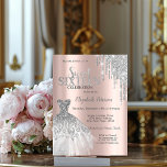 Invitation Parties scintillant en argent, Robe Rose Gold Swee<br><div class="desc">Elégante robe en argent et parties scintillant en argent goutte sur un arrière - plan rose en or.</div>