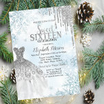 Invitation Parties scintillant en argent, Robe Snowflakes Swe<br><div class="desc">Robe argentée élégante,  gouttes de parties scintillant argentée et flocons de neige.</div>