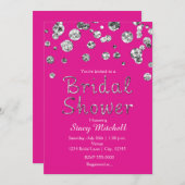 Invitation Parties scintillant en argent rose (Devant / Derrière)
