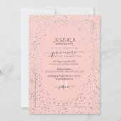 Invitation Parties scintillant en argent rose Confetti Fronti (Devant)