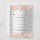 Invitation Parties scintillant en argent rose mariage d'or (Devant)