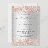Invitation Parties scintillant en argent rose mariage d'or (Devant)