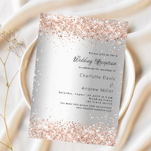 Invitation Parties scintillant en argent rose mariage d'or