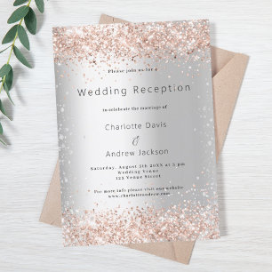 Invitation Parties scintillant en argent rose mariage d'or