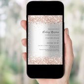 Invitation Parties scintillant en argent rose mariage d'or