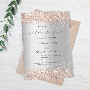 Invitation Parties scintillant en argent rose or de luxe réce
