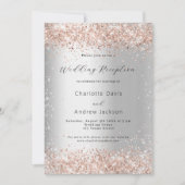 Invitation Parties scintillant en argent rose or de luxe réce (Devant)