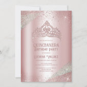 Invitation Parties scintillant en argent rose Princesse Tiara (Devant)
