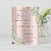 Invitation Parties scintillant en argent, Rose Rose Gold 80e (Debout devant)