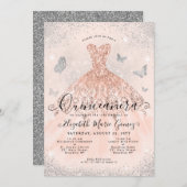 Invitation Parties scintillant en argent rose Rose Rose Rose  (Devant / Derrière)