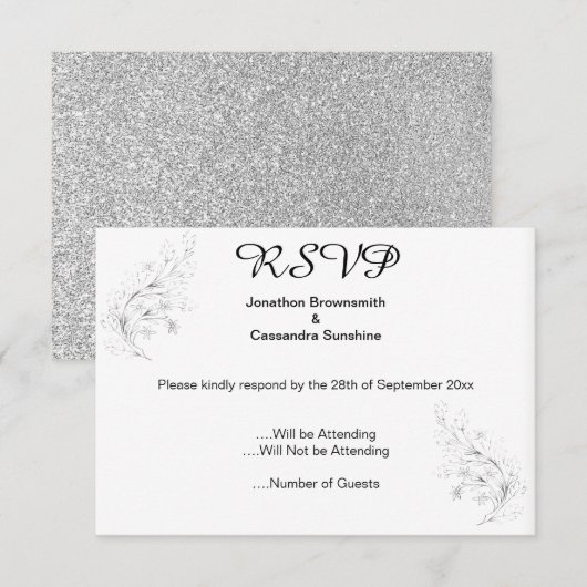 Invitation Parties scintillant EN ARGENT SIMPLE ÉLÉGANT EN AR (Devant / Derrière)