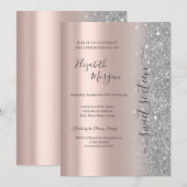 Invitation Parties scintillant en argent simple Rose Gold Swe (Devant / Derrière)