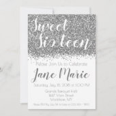 Invitation Parties scintillant en argent Sweet sixteen Invita (Devant)