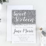 Invitation Parties scintillant en argent Sweet sixteen Invita<br><div class="desc">Parties scintillant en argent Sweet sixteen Invitation d'anniversaire</div>