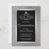 Invitation Parties scintillant en argent Tiara Princess Black (Devant)